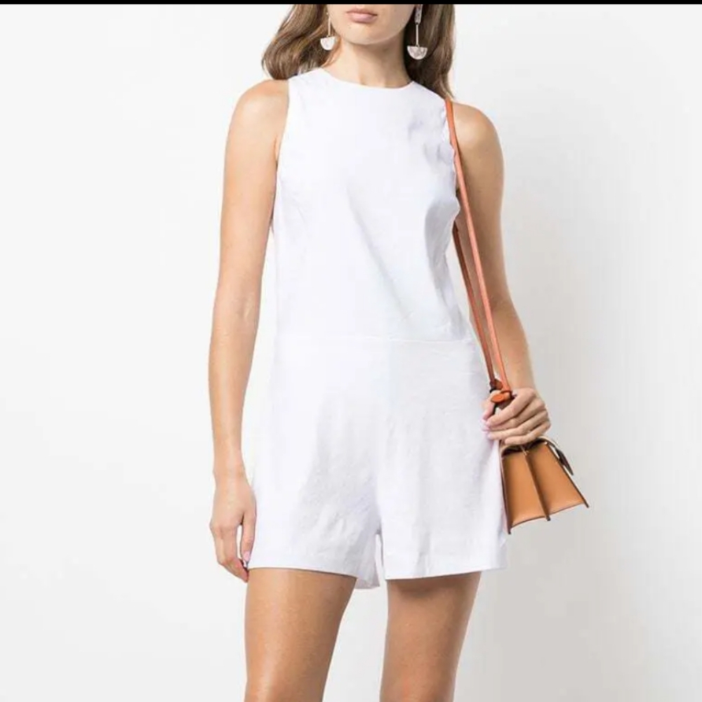 NWT VINCE Sleeveless Linen Romper White Size 2